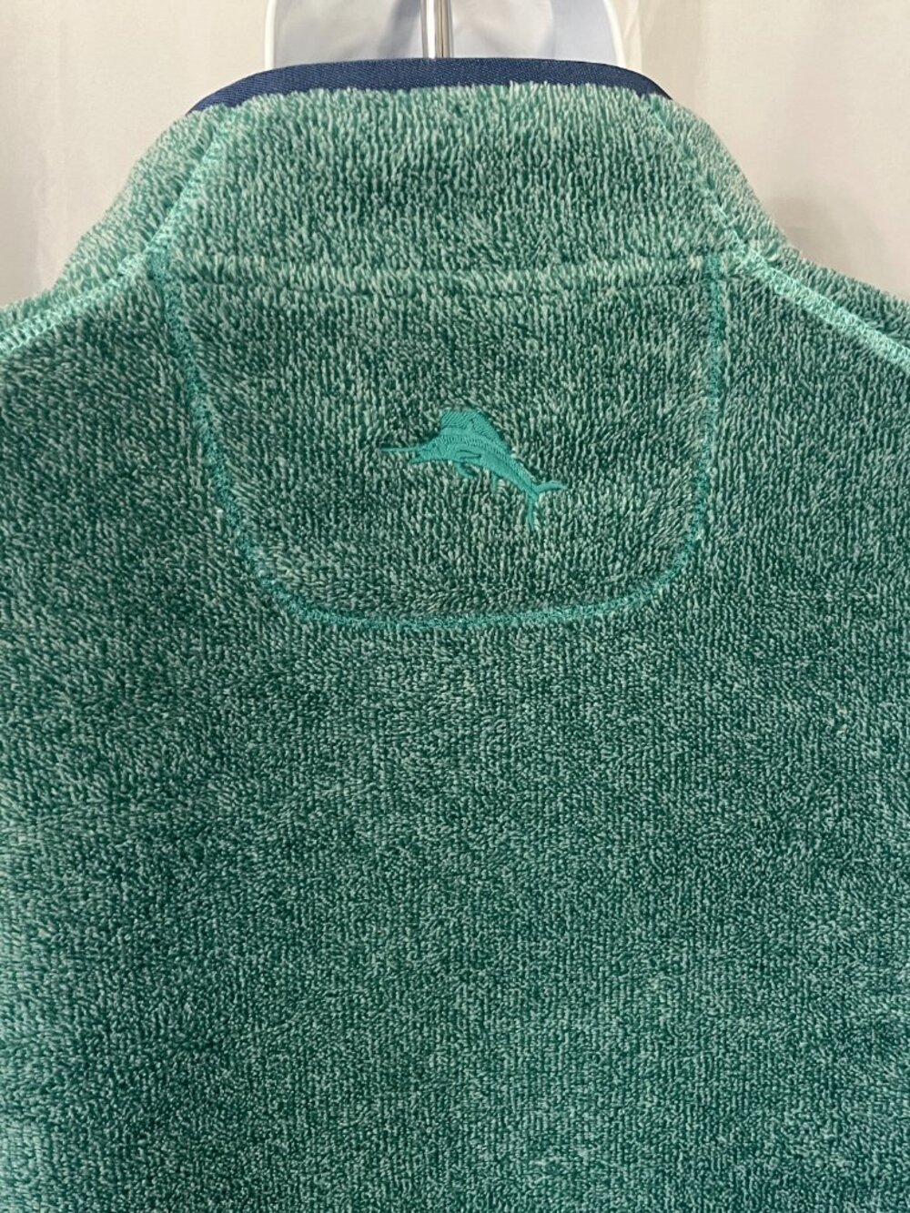 🌴 Tommy Bahama Men’s Blue Green Deep Pile Fleece 1/4 Zip Jacket XL 🔥